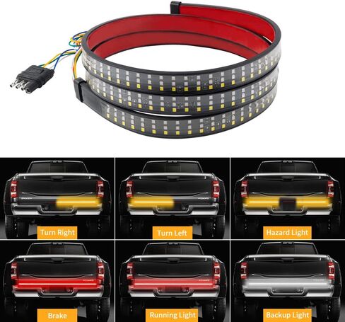 1797 LED Pickup Truck Tail Light Strip Tailgate Rear Turn Signal Brake Reverse Back up Light Bar Accessories for Ford Chevrolet Dodge Toyota Pickup Bright Safe Waterproof Red Yellow White 48in 1.2m in Saudi Arabia
