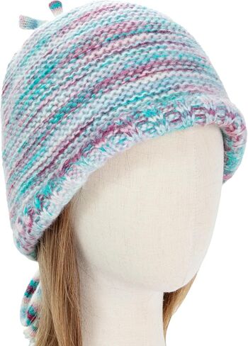 Handmade Knitted Winter Warm Foldable Bucket Hat with Adjustable Tie Strap in Fashionable Color Blocking Crochet Cap in Saudi Arabia