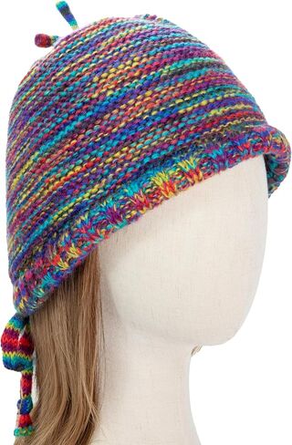 Handmade Knitted Winter Warm Foldable Bucket Hat with Adjustable Tie Strap in Fashionable Color Blocking Crochet Cap in Saudi Arabia