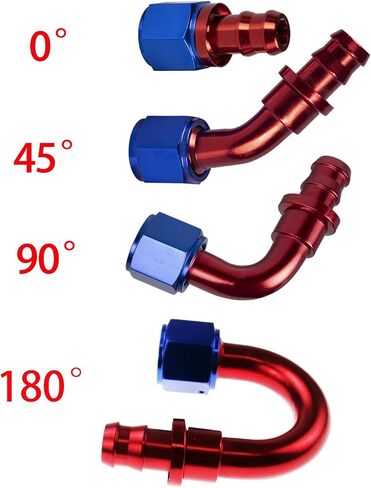 2Pcs 6AN to 3/8 Barb Push Lock Hose End Straight Fitting For Rubber Fuel Line Blue/Red（Straight）, BTH-QCYGJT2-6AN0-2P in Saudi Arabia