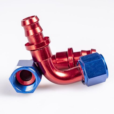 2Pcs 6AN to 3/8 Barb Push Lock Hose End Straight Fitting For Rubber Fuel Line Blue/Red（Straight）, BTH-QCYGJT2-6AN0-2P in Saudi Arabia