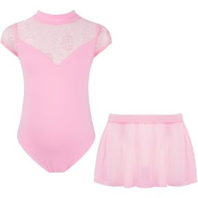 Gogokids Ballet Leotards for Girls, 2 Pcs Toddler Hollow Back Dance Dress Outfit with Removable Skirt Combo