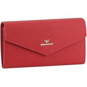 Envelop Long Wallet - RFID Blocking Simple Solid Color Multi-card Slots Card Holder Genuine Leather Purse 2480 (Light Purple)