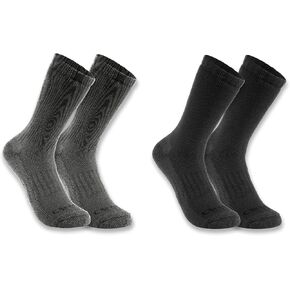 Carhartt Men's Midweight Synthetic-Wool Blend Woodgrain Crew Sock 2 Pack