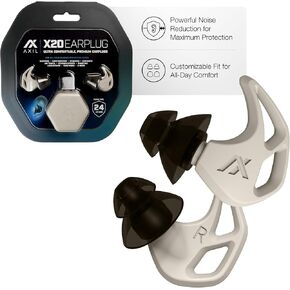 AXIL X20 Noise Reduction Ear Plugs - Orange - Customizable Fit Hearing Protection for Sleeping, Festivals, Live Events and Sports – 24dB Reusable Foam and Silicone Eartips with Carrying Case