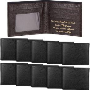 Paterr 12 Pieces Leather Wallet for Men DIY Bifold Wallet Engrave Inspirational Wallet Gift for Christmas Men Husband son(Black)