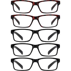 GUD Oversized Reading Glasses with Screwless Spring Hinge Metalless Stylish 6 Pack Readers for Women Men +2.00