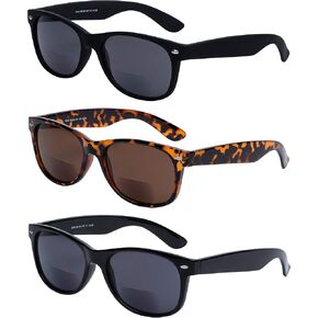 Yogo Vision Bifocal Reading Sunglasses for Men and Women-Classic, Retro Style UV400 Sun Protection Outdoors Readers Eyewear Matte Black, Brown, Shiny Black 2