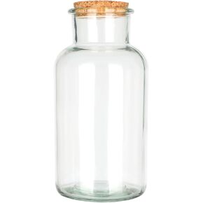 Magic Season Decorative Glass Bottles with Cork Stoppers (16.9 fl oz. Wide Mouth Round Bottles / 1 Pcs)
