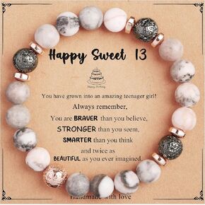 Yiyang 13th 16th 18th 21st 25th 30th 35th 40th 45th 50th 60th 65th 70th 75th 80th Birthday Gifts for Women, Natural Stone Bracelet Birthday Gifts for Women Mom Daughter Grandma Sister Coworker