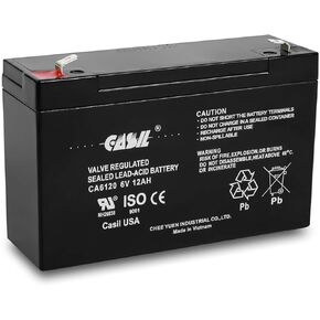 بطارية Casil CA6120 6V 12Ah - 12Amp، 6V AGM بطارية دورة عميقة، بطارية SLA F2، استبدال VRLA، بطارية ضوء الطوارئ 6V 12Ah - عبوتان