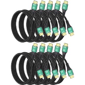 10K HDMI Cable 3.3FT, 8K 48Gbps Ultra High Speed HDMI 2.1 Cable Braided Cord-8K@60Hz, 4K@240Hz, DTS:X, HDCP 2.2 & 2.3, HDR 10, eARC Compatible for PS5, PS4, Xbox, Blu-ray Sound Bar, Roku