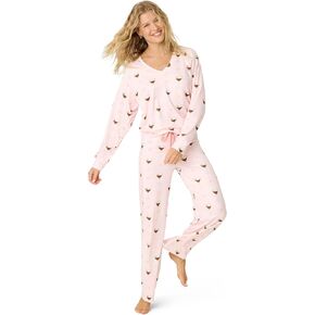 PJ Salvage Women's [Amazon Exclusive] Cloud Jersey Open-Bottom Pajama 2-Piece Pj Set