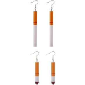 2Pairs of Creative Funny Cigarette Butt Earrings Wacky Lifelike Cigarette Earrings Unisex Dangle Earrings Cool Punk Earrings Halloween Earrings,Men's Earrings,Women's Drop and Dangle Earrings