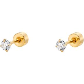 4 Pairs 20G G23 Titanium Ear Stud Piercing Barbell Studs Earrings Round Cubic Zirconia Inlaid Cartilage Earringz