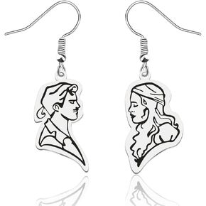 BEKECH Princess Movie Bride Inspired Gift Movie Character Drop Earrings Couple Gift Bride Movie Themed Gift