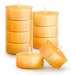 50PCS Pure Beeswax Tealight Candles, Natural Scent, Clear Cup， Raw