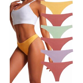 Womens Underwear, Seamless Thongs, Soft and Breathable, Thongs for Women No Show, 6-Pack, Multicolor in Saudi Arabia