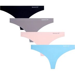 Reebok Women's Thong Underwear - 4 Pack or 8 Pack Breathable Stretch Performance Sexy Seamless Thong Panties for Women (S-XL)
