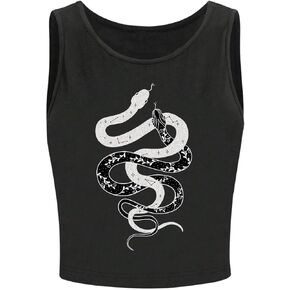 Verdusa Women's Goth Casual Round Neck Tank Tops Sleeveless Crop Top Vest
