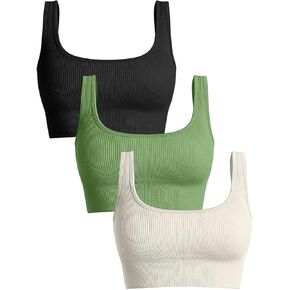 niyokki Womens Tank Tops Workout Ribbed Crop Sports Bras for Women