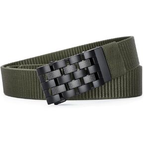 MILORDE Men's Ratchet Nylon Web, 35MM, Dressy Casual Work Belt with Automatic Buckle Quick Release, Full Adjustable