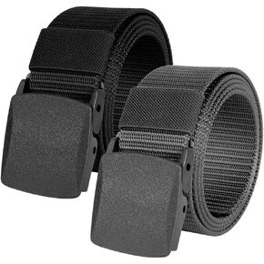 2pcs Nylon Web Belt, Work Belts for Men, Outdoor Military Belt, Plastic Buckle Mens Nylon Belt, Adjustable Nylon Belt, Metal Free Canvas Plastic Buckle Belt, Lightweight Breathable, 120cm