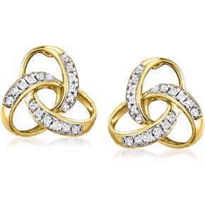 Ross-Simons 0.10 ct. t.w. Diamond Celtic Knot Stud Earrings in 14kt Yellow Gold