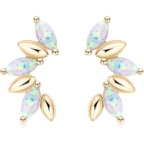 Sterling Silver Opal Stud Earrings for Women, Marquise Cut Opal Earrings Hypoallergenic Earrings for Sensetive Ear, Birthstone Jewelry Gifts for Her Birthday Christmas Gift