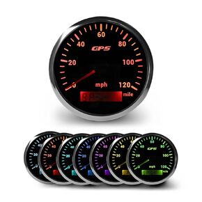WATERWICH GPS Speedometer Gauge 85mm (3.34 inch) Odometer 0-120MPH for Truck Marine Car Motorcycle 9-32V 7 Colors