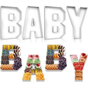 4 PCS Baby Charcuterie Board Letters, 12'' Cardboard Letters for Charcuterie, Letter Charcuterie Board Box, Fillable Cardboard Letters Chocolate Candy for Baby Shower Party Favors (Baby)