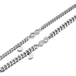 Couples Bracelet For Him And Her Silver Gold Plated Stainless Steel Cuban Chain Beaded Adjustable Stretch Heart Infinity Morse Code Bracelet For Husband Wife Bf Gf Valentines Day Jewelry Gift