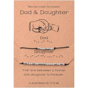 Men Fathers Gifts for Father Daddy Dad Birthday Gift from Daughter Morse Code Bracelets Dad Daughter Matching Bracelet Gifts for New Dad Stepdad Christmas Retirement Gift for Father Daughter