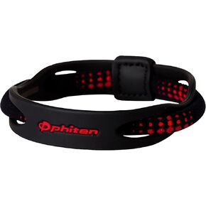 Phiten X50 Hybrid Titanium Bracelet - Sport Bracelet Permeated with X50 Aqua-Titanium Technology for Alternative Healing - Power Elastomer Zone with Micro Titanium Spheres - Black/Red, 5.75 Inch
