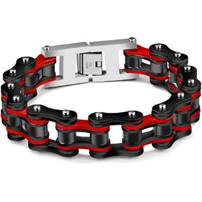 Iflytree Men's Stainless Steel 19mm Wide Bikers Bracelet Bicycle Masculine Style Metal Motorcycle Chain Bracelet for 8.66 Inch High Polish