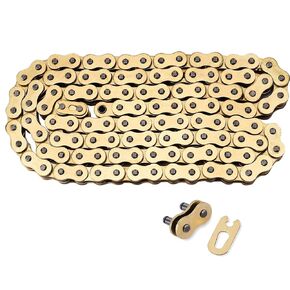 Gold 520 X-Ring Motorcycle Chain 114 Links for Honda Kawasaki Suzuki Yamaha with Connecting Master Link - Enhanced Durability & Universal Fit