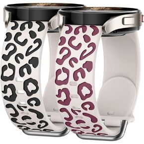 Leopard Engraved Band for Samsung Galaxy Watch 7/Galaxy Watch FE/Galaxy Watch 6/Galaxy Watch 5/Galaxy Watch 4 40mm 44mm, Galaxy Watch 6 Classic/Watch 4 Classic, Soft Silicone Replacement Wristband, 1-PACK