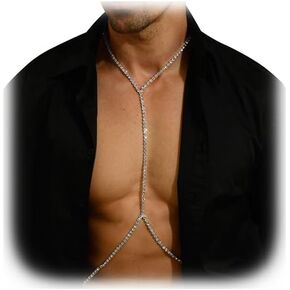 Full Rhinestone Harness Bra Body Chain for Men Sexy Bikini Crystal Bra Body Chain Lingerie Body Chain Rhinestone Festival Rave Waist Chain Body Accessories Jewelry for Women