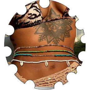 Wooee 31.5-51.2 بوصة الخصر الخرز للنساء الخرز الخصر الأفريقي بسط حجم كبير الملونة البطن حبة الجسم سلسلة الصيف الخصر مجوهرات in Kuwait