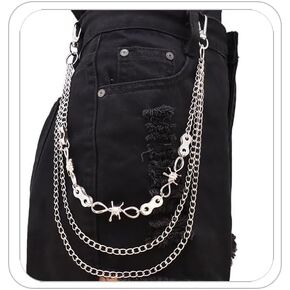 Punk Pant Chain for Women Men Vintage Gothic Cross Rivet Mansard Pant Chain 80's 90's Hip Hop Jeans Chain Charm Layered Rock Wallet Chain Pant Chain for Men Clothing Accessories