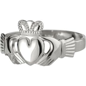 Women's Claddagh Ring, Wide 925 Sterling Silver Band, Crown & Heart Center, Symbolizing Love, Loyalty, Friendship, Traditional Celtic Jewelry, Sizes 5-10