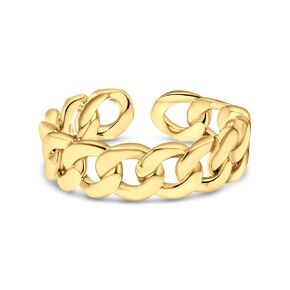 Adjustable Chain Ring for Women in 14k Yellow Gold Plated on 925 Sterling Silver - Vintage Open Ring - Cute and Trendy Handmade Jewelry - Dainty Flexible, Wrap and Fit to Every Finger - Cool Rings