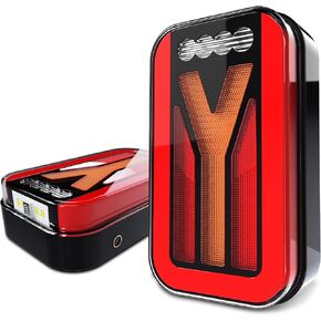 ASLONG Wireless Magnetic Trailer Lights for Towing Light Kit 2PCS Rechargeable Tow Taillight Rear Light Stop Turn Running Light Indicator License Plate Lights Universal for Trailers Trucks RVs Boats