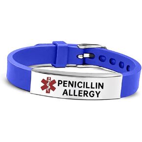 RENYILIN Nine-color eco-friendly silicone bracelet Stainless steel Medical ID Bracelet Adjustable medical alert ID Emergency first aid jewelry