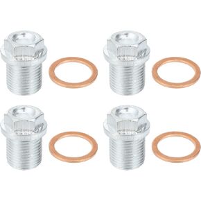 X AUTOHAUX 4 Pcs M18x1.5 Steel Engine Oil Drain Plug Screw with Seal Ring for Volvo XC60 XC90 S90 S70 C70 for Ford Focus Silver Tone
