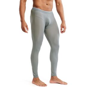 MIZOK Men’s See Through Mesh Compression Pants Ice Silk Yoga Slim Leggings Tights