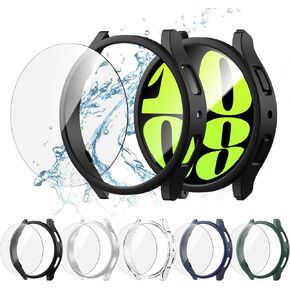 واقي شاشة متوافق مع Galaxy Watch 5 Pro، 【5+5 Pack】 طبقة واقية من الزجاج المقوى عالي الدقة وحافظة ممتصة للصدمات من البولي كربونات لساعة Samsung Galaxy Watch 5 Pro، غطاء وجه لساعة Samsung Watch 5 Pro 45 مم