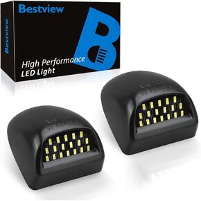 Bestview LED License Plate Light Tag Lamp Assembly - Tag Lights Led with Red OLED Neon Tube - Compatible with Chevy Silverado Suburban Tahoe GMC Sierra 1500 2500 3500 HD Escalade EXT, 2 Pieces