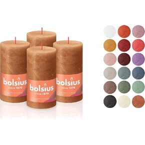 BOLSIUS 4 Pack Orange Rustic Pillar Candles - 2 X 4 Inches - Premium European Quality - Includes Natural Plant-Based Wax - Unscented Dripless Smokeless 30 Hour Party Décor and Wedding Candles