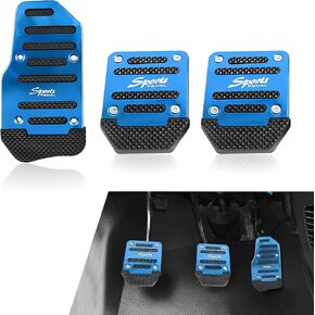 3 Pack Manual Car Pedal Pads Kit, Waterproof Durable Metal Vehicle Foot Pedals, Sports Design, Universal Automotive Transmission Brake Pad Accessories for Truck SUV Car (Silver)